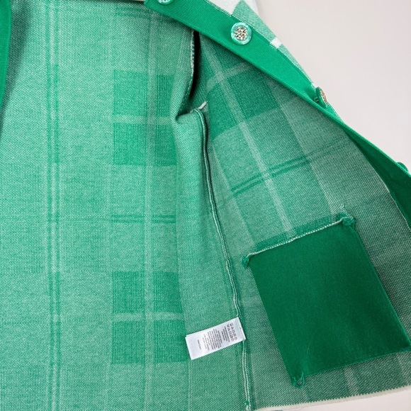 Cynthia Rowley Green Plaid Sweater Womens Small Button Front Pockets Preppy - Picture 4 of 7